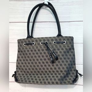 EUC Dooney and Bourke leather and canvas Monogram shoulder bag